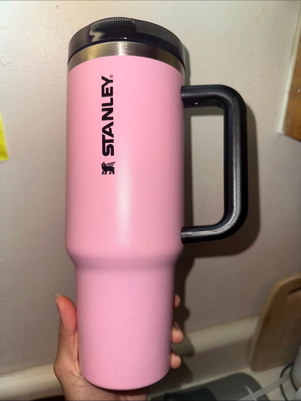 Stanley Pink Travel Mug with Black Handle